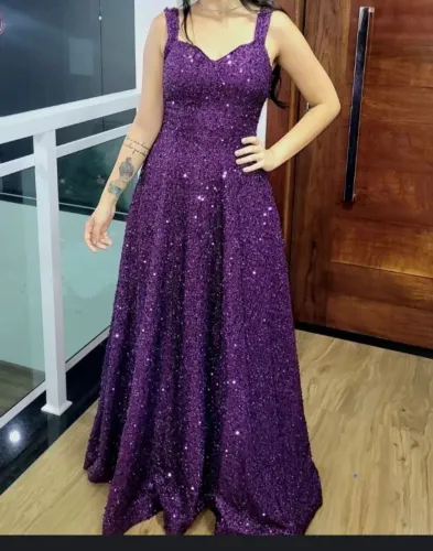 Vestido festa P/M paetes roxo