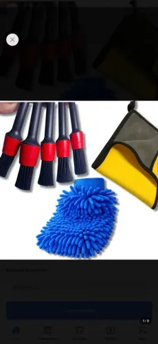 Kit de limpeza automotiva 5 pincéis, luva e uma Microfibra.