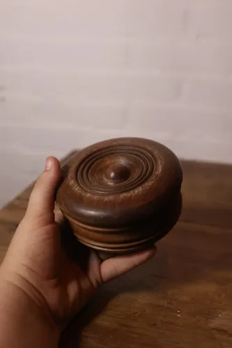 pote madeira maciça marchetaria antigo antiquario decoração rustico vintage cinzeiro arte