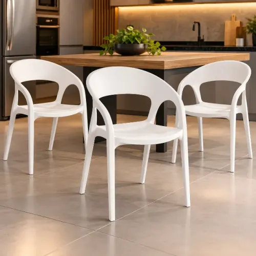 CAdeira Glass branca para cozinha suporta 154 kg - temos 3 unidades - R$150 cada
