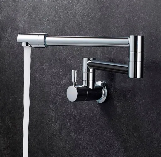 Torneira gourmet de parede dobrável articulada - níquel escovado<br>?Descrição