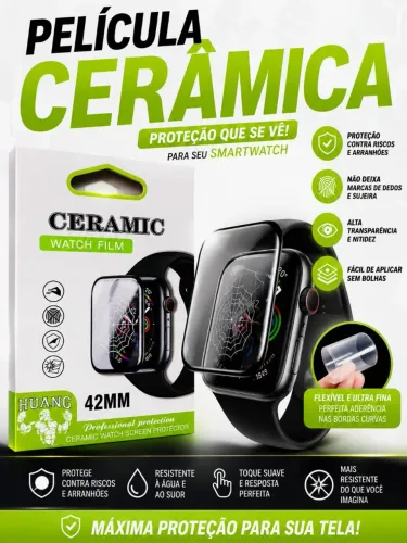 Kit 2 Películas Cerâmica Smartwatch 42MM Proteção Tela Relógio Digital