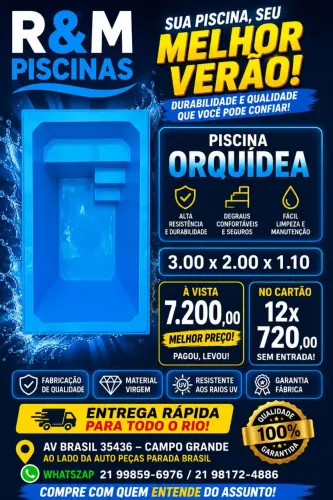 Piscina de fibra instalação imediata 