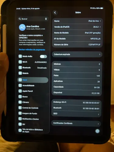 IPAD 10° Geração em perfeito estado