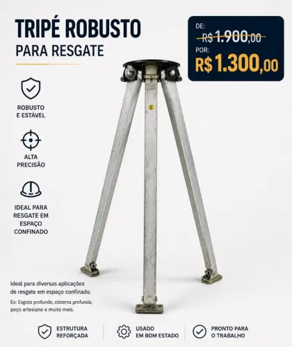 Tripé de Metal para Resgate Espaço Confinado