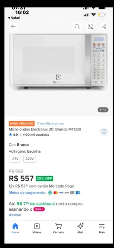 Microondas NOVO 20l NA EMBALAGEM FECHADA