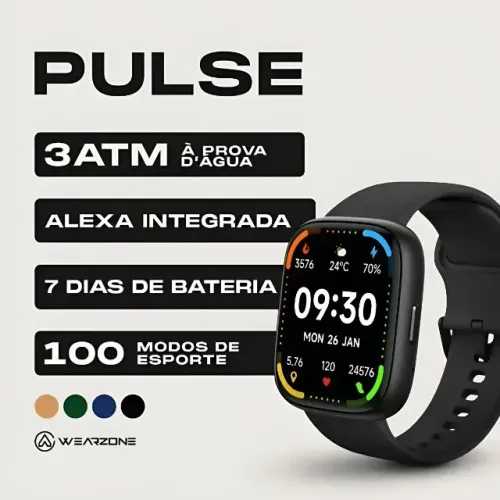 Relogio Smartwatch Pulse 3atm Alexa Integrada Preto Wearzone