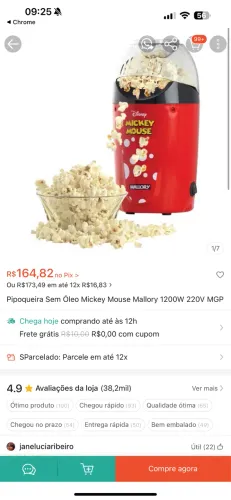 Pipoqueira MICKEY MOUSE MALLORY