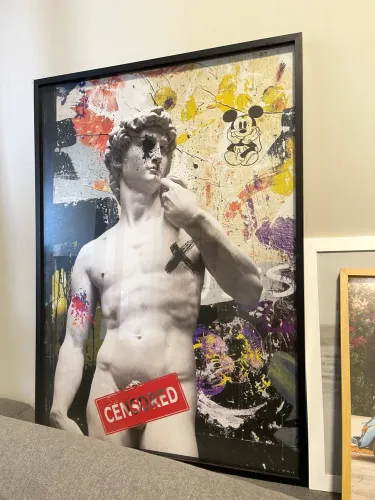 Quadro com vidro mickey angel st art I