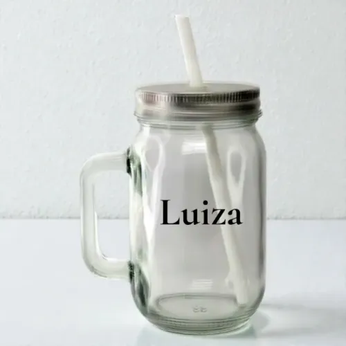 Caneca Mason Jar de Vidro Cristal - 430ml