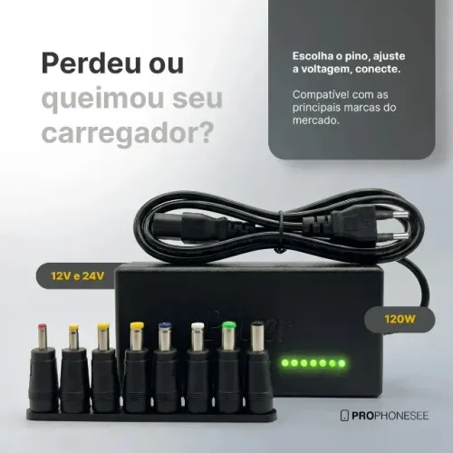 Carregador Notebook Universal 11 Pinos 120W Compatível Tv e Monitor Lg