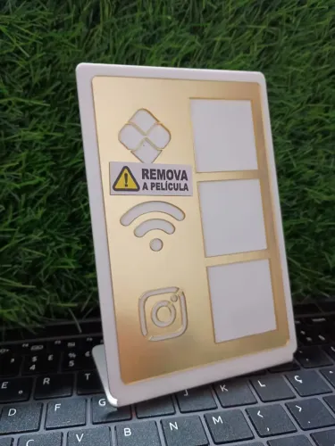 Placa de mesa pix display Branco e dourado NOVO
