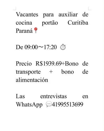 Contratar auxiliar de cozinha