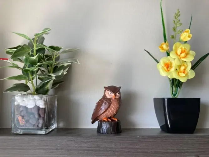 Coruja Decorativa Enfeite Para Sala Casa Estatueta 3d Marrom Escuro