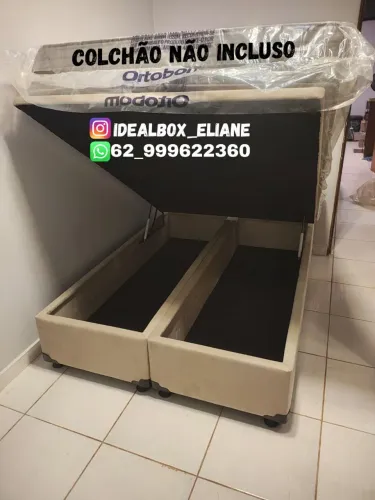 Box baú casal bipartido -  Estrutura em madeira tratada
