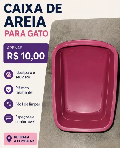 Caixa de Areia para Gato cor vinho - R$ 10,00