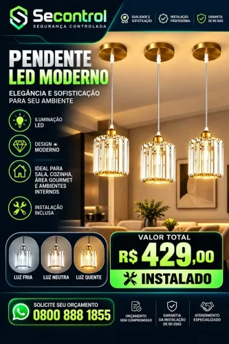 Kit luminária cristal instalado