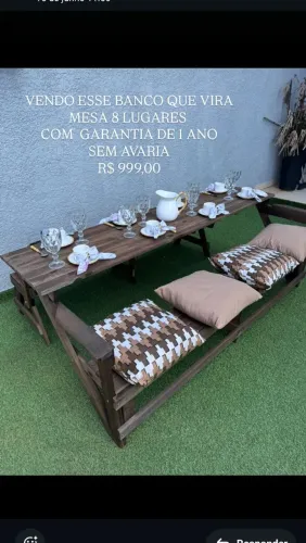 Banco que vira mesa de 8 Lugares