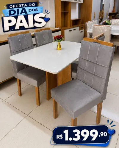 Mesa de jantar 4 lugares 100% MDF