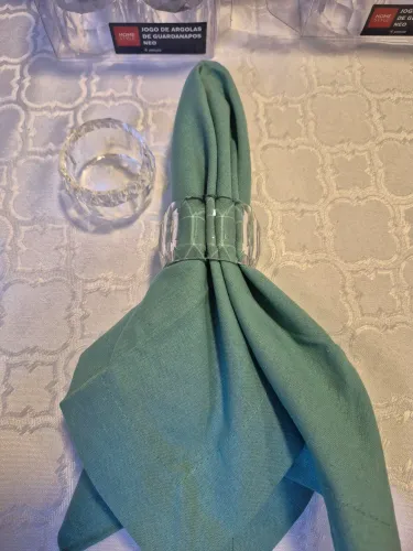 *Jogo de 4 guardanapos de tecido, cor verde acqua