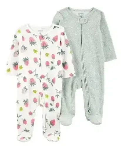 2 pijamas carters menina morango e florido - tamanhos na legenda
