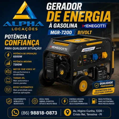 Gerador a gasolina Menegotti MGR-G7200
