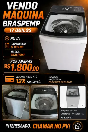 Vendo máquina de lavar Brastemp 17 kl