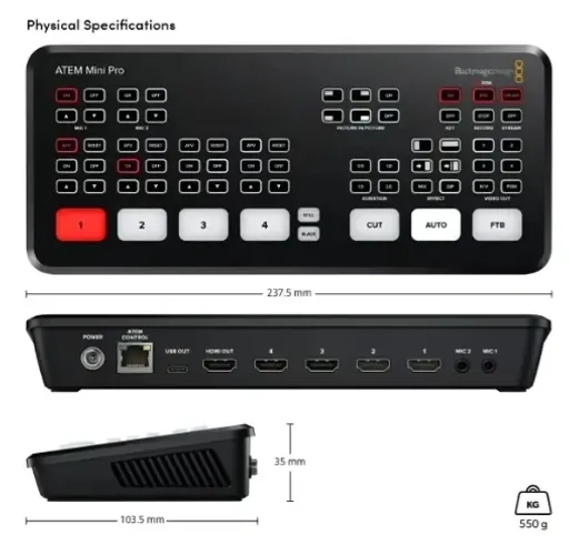 ATEM Mini Pro Blackmagic - Switcher HDMI para Lives e Eventos