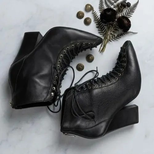 Bota Preta Couro Lace-Up Para Raio 38
