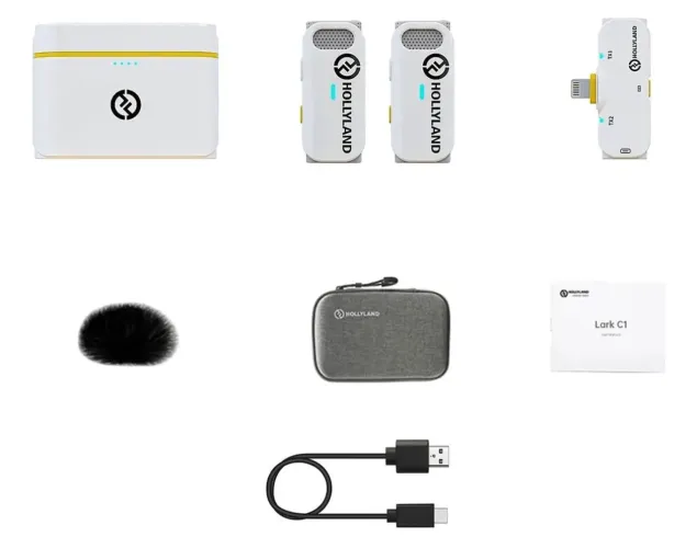 Microfone Sem Fio Hollyland Lark C1 Duo - 2 Pessoas + Case e Som Profissional