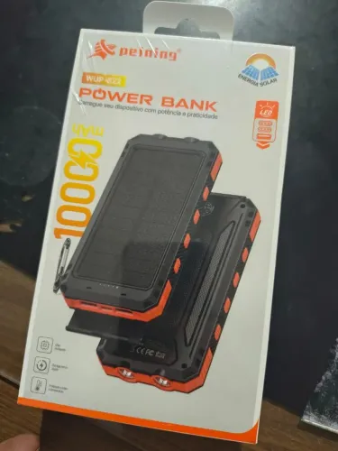 Power Bank Solar 10000mAh Carregador Portátil Bateria Externa Lanterna LED