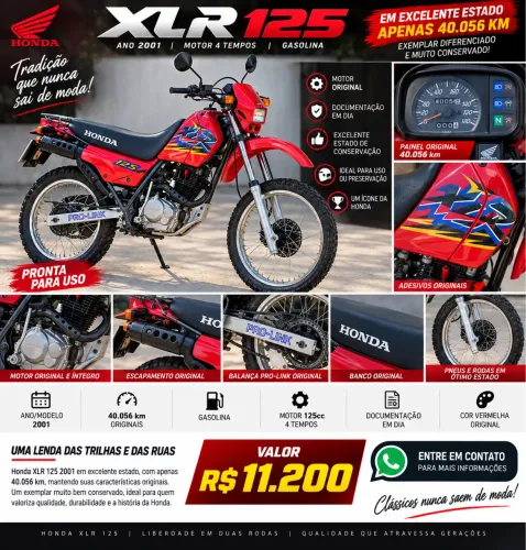 Honda XLR 125 2001 | 40.000 km | Muito Conservada | Colecionador