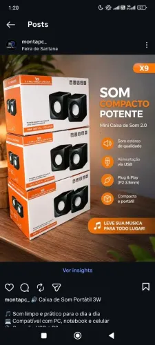 Caixa de Som Portátil 3W para Pc notebook Celular tablet