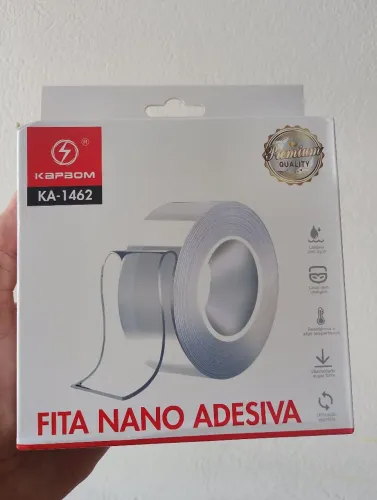 Fita Nano Adesiva Dupla Face Lavável KAPBOM (KA-1462) ? Fixação Forte sem Furar Paredes!