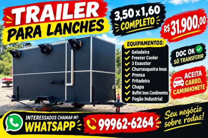 Trailer lanche completo