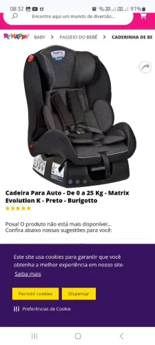 Cadeira para Carro Burigotto Matrix Evolution (0 a 25kg) - Bem Conservada