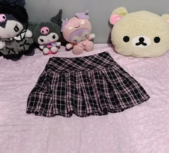 Saia Rosa xadrez Anime Grunge