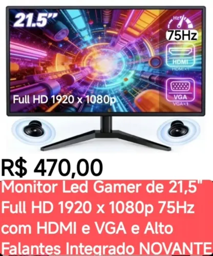 Monitor Led de 21,5" com Som