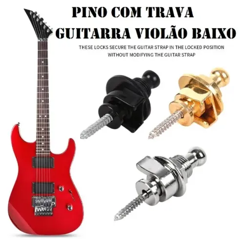Trava de Pino Strap Lock para Guitarra Violão Baixo - O Par