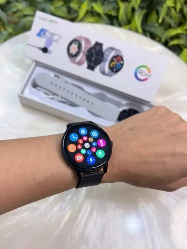 Relógio inteligente Gt2 AMOLED novo com 2 pulseiras preto tela grande redondo notificações