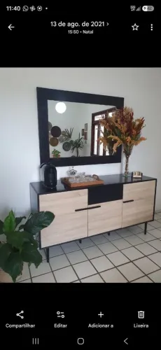 Buffet Aparador Moderno com 3 Portas - Preto e Amadeirado