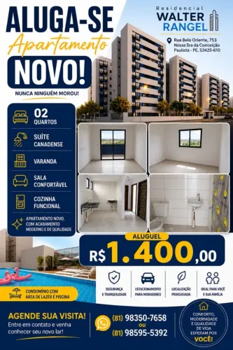  ALUGA-SE | APARTAMENTO NOVO NA CONCEIÇÃO - PAULISTA/PE <br>