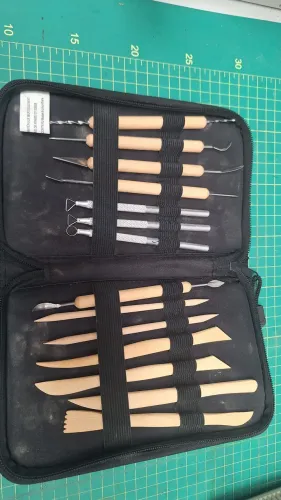 Conjunto de ferramentas de cerâmica e argila e escultura de 14 peças