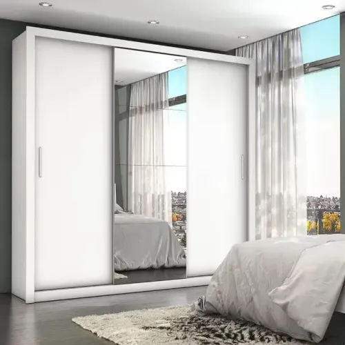 Guarda Roupa Bahia Casal 3 Portas de Correr e 4 Gavetas