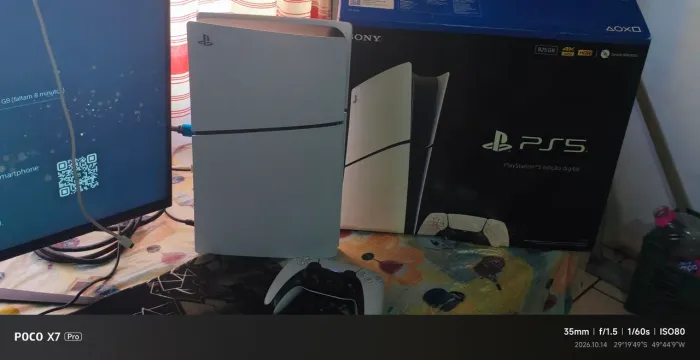 Playstation 5 slim com caixa e acessórios
