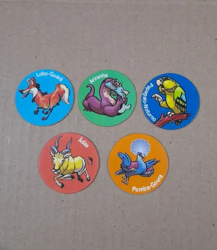 Lote 5 Tazos Animais em Extinção Ping Pong