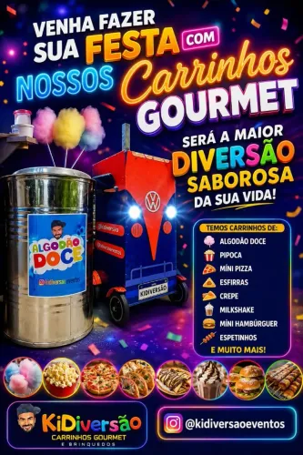Mês das crianças chegando carrinhos gourmet