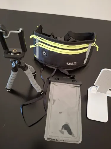 Lote Kit com 4 acessórios para Smartphone  Celular Suporte Tripé Capa Pochete