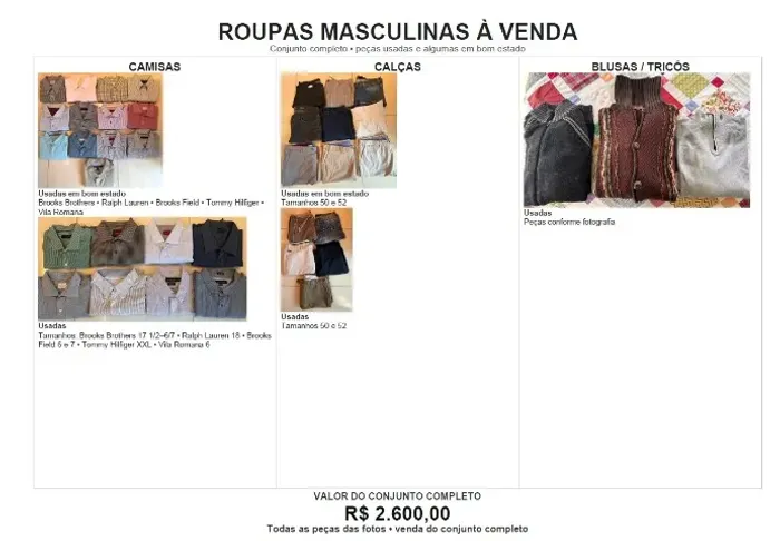 Roupas Masculinas à Venda