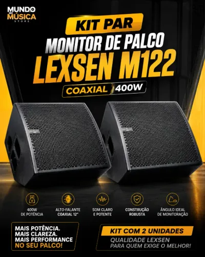 Kit Par Monitor de Palco Lexsen M122 Coaxial 400W